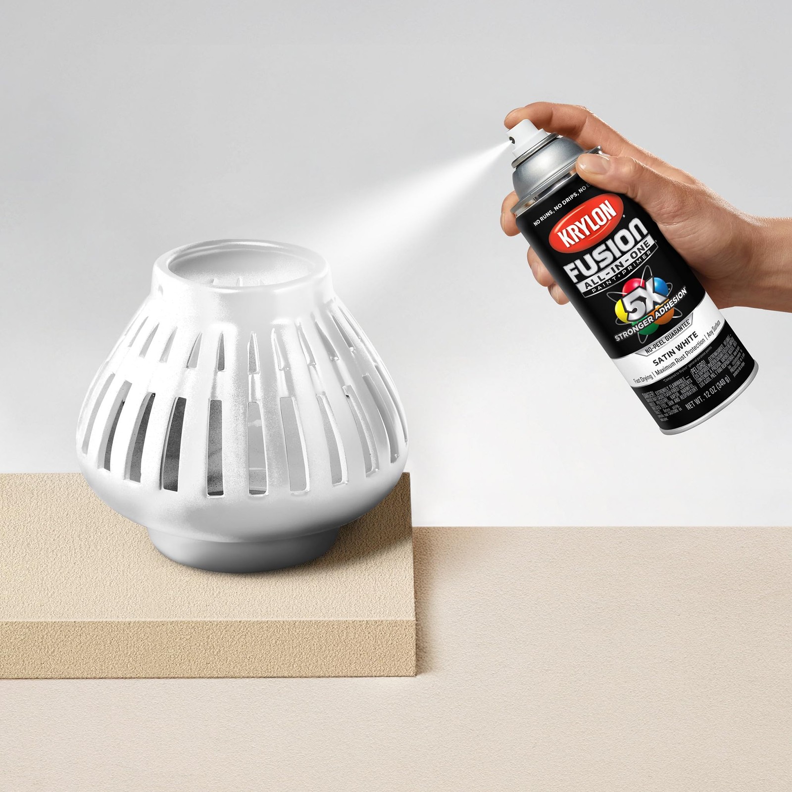 Krylon Fusion All-In-One Adhesive Spray Paint for 12 Ounce (Pack of 1), White