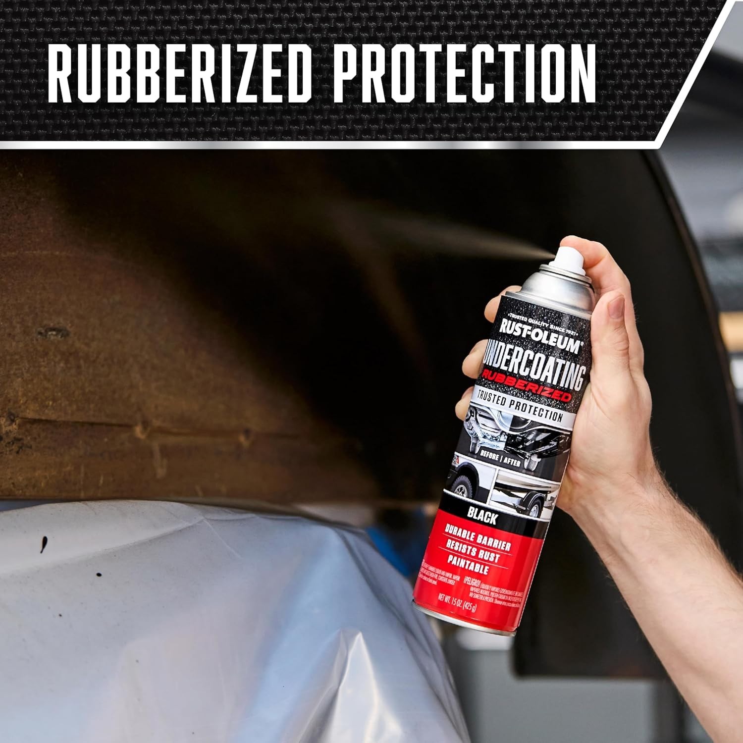 Truck Rubberized Undercoating Spray, 15 oz, Black