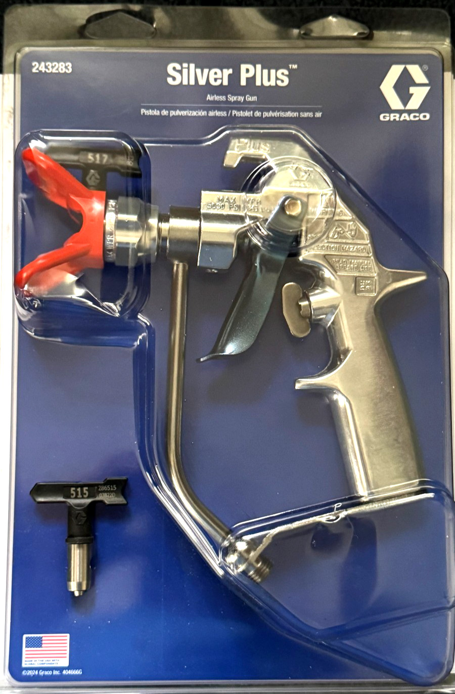 GRACO Silver Plus 243283 Airless Spray Gun NEW *Plus Extra RAC 515 Tip