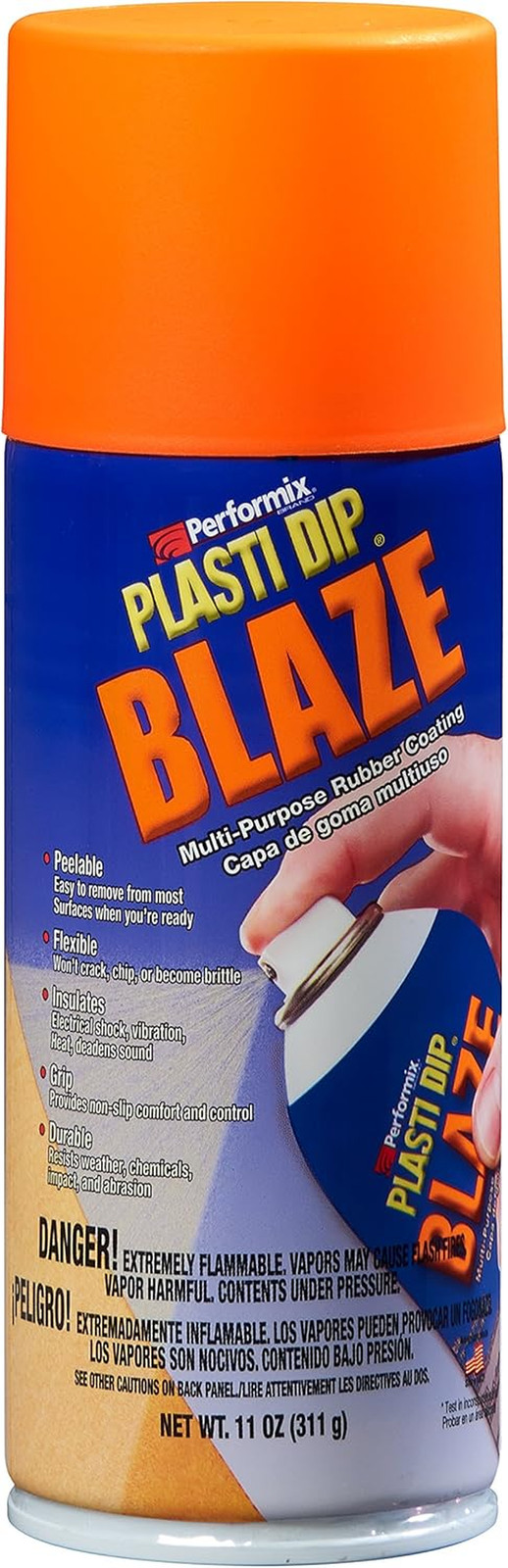 Blaze Orange 11 Oz Spray – Fluorescent Peelable Rubber Coating, High Visibility