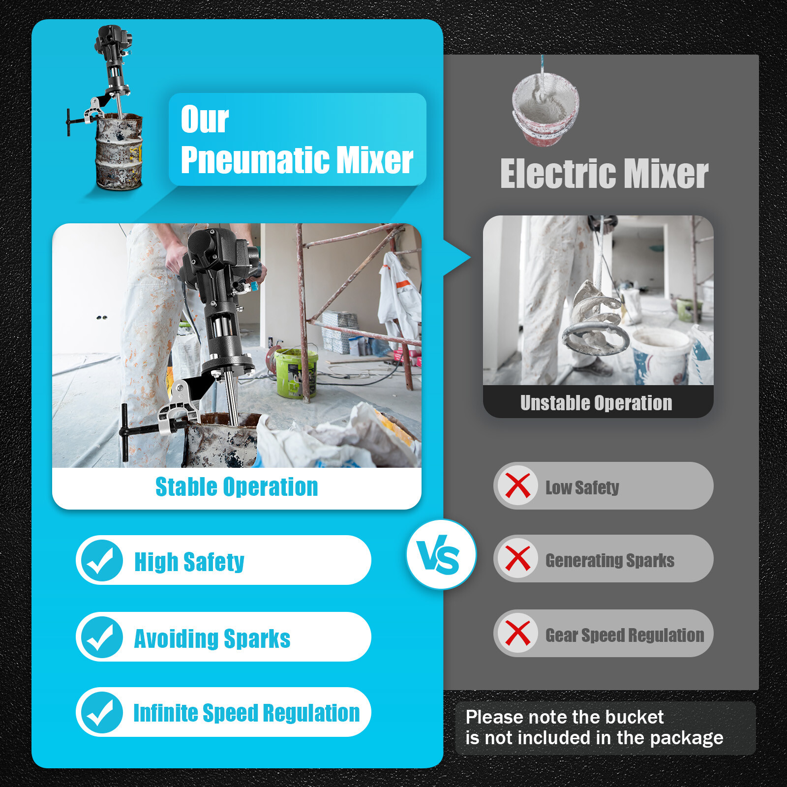 Pneumatic Mixer Automatic Paint Mixer Drill Paint Mixer Stirring US
