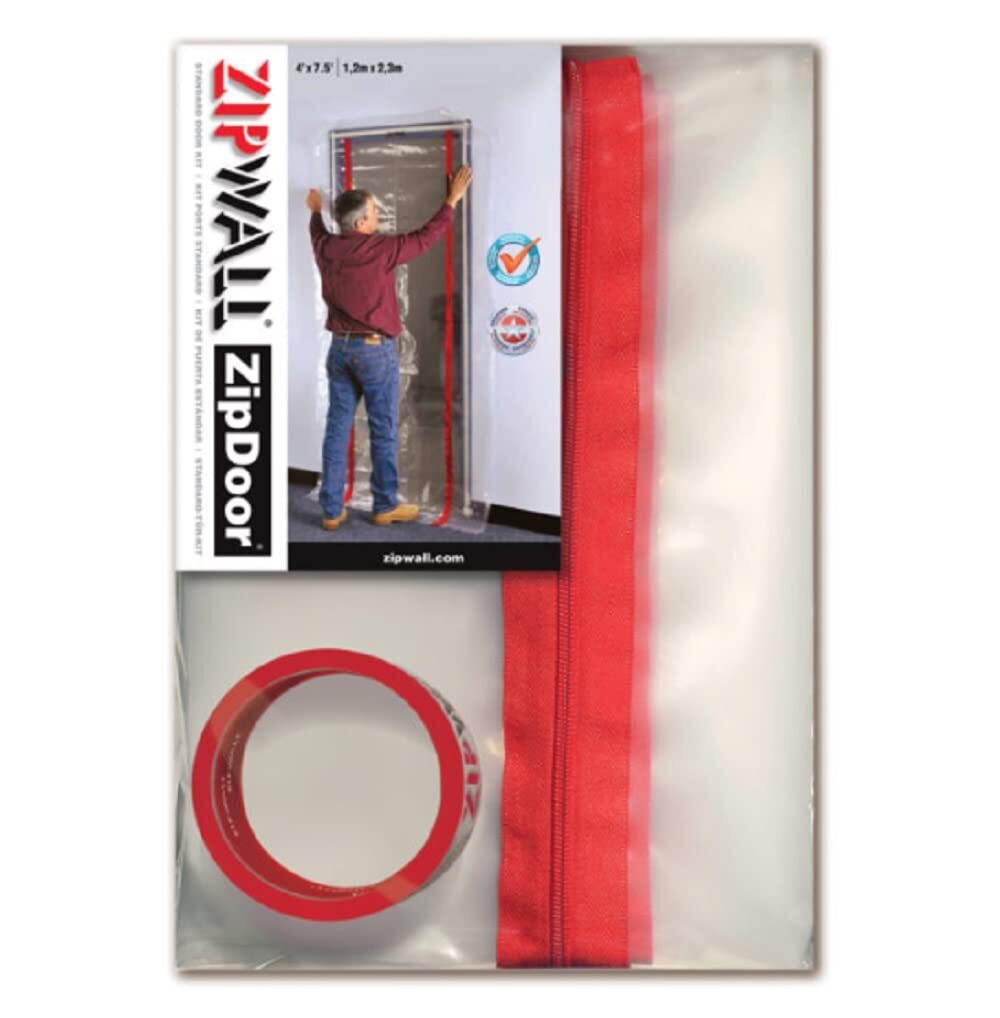 ZIPWALL ZipDoor ZDS Standard Dust Barrier Zipper Door Kit 1 Pack Red