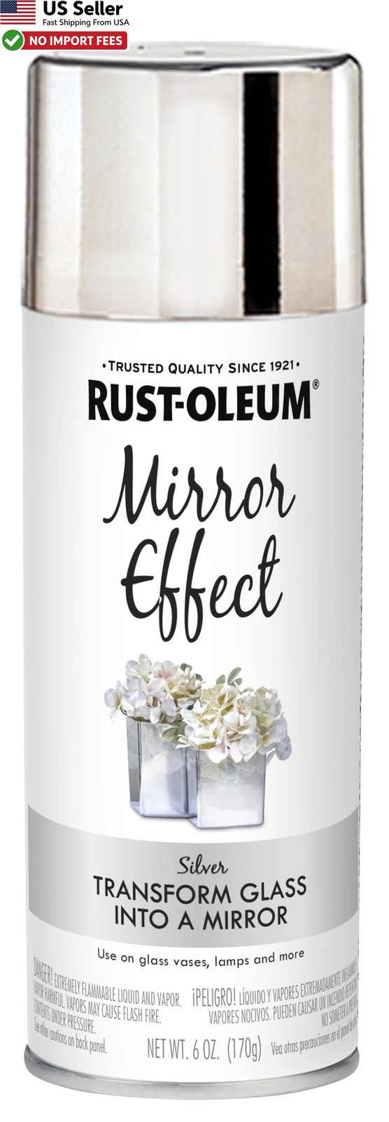 Rust-Oleum 301494 Specialty Mirror Effect Spray Paint 6 oz Silver FROM USA
