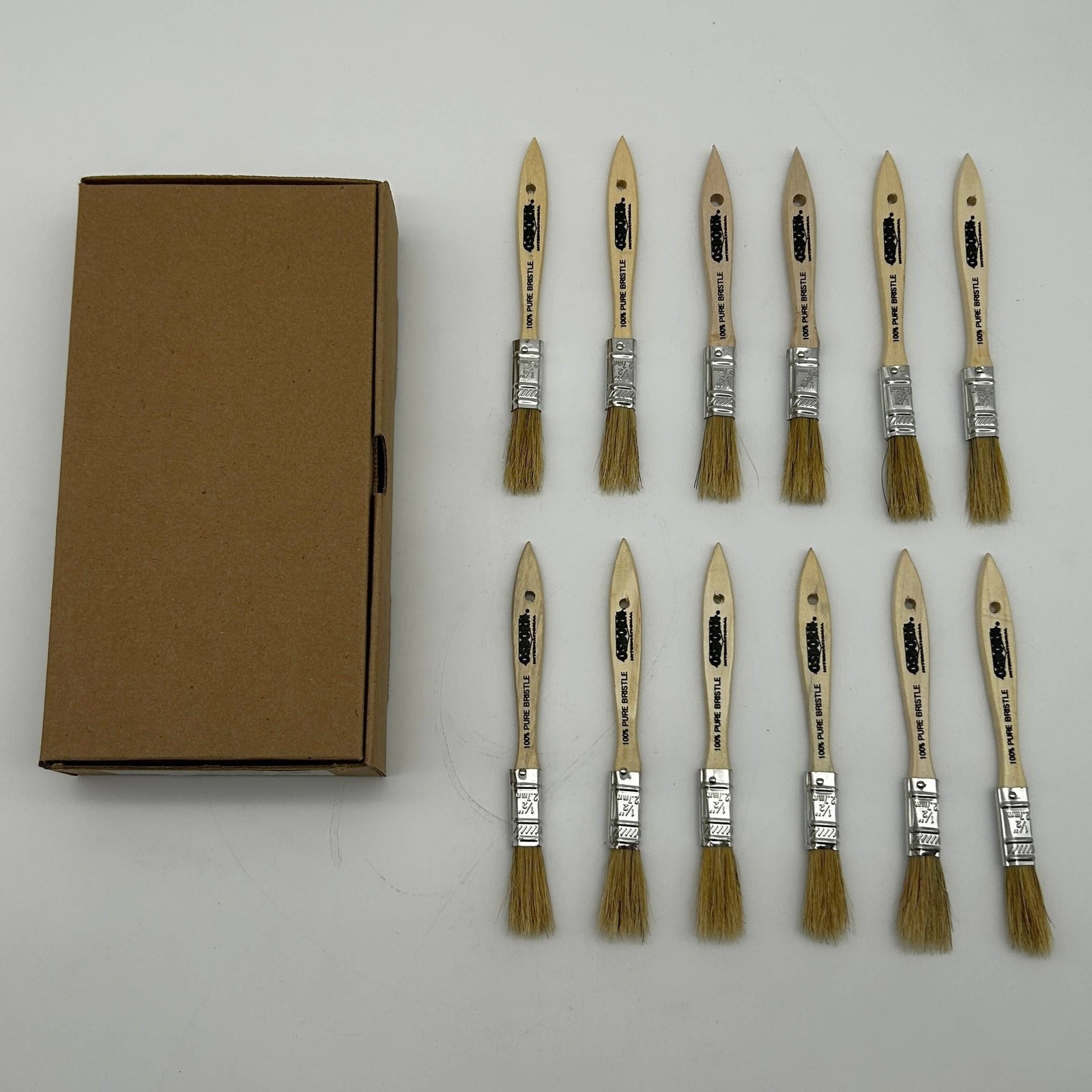 12pk Osborn 70150 Varnish Paint Brush Bristle Wood 1/2 BS X 1/4” Th X 1-3/4” Trm