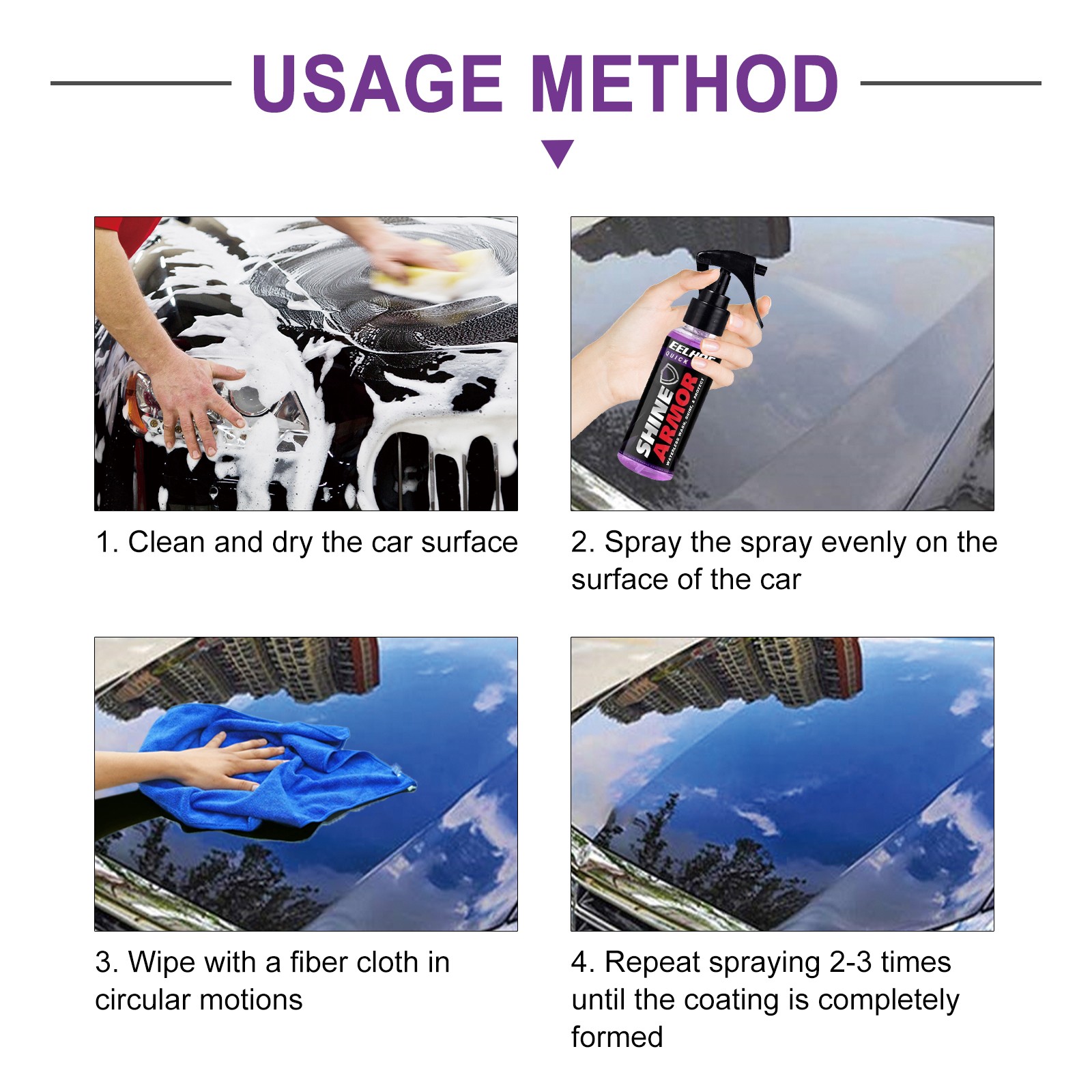 Car Detailing Ceramic Coating Spray Purple Nano Hand Spray Micro Coating