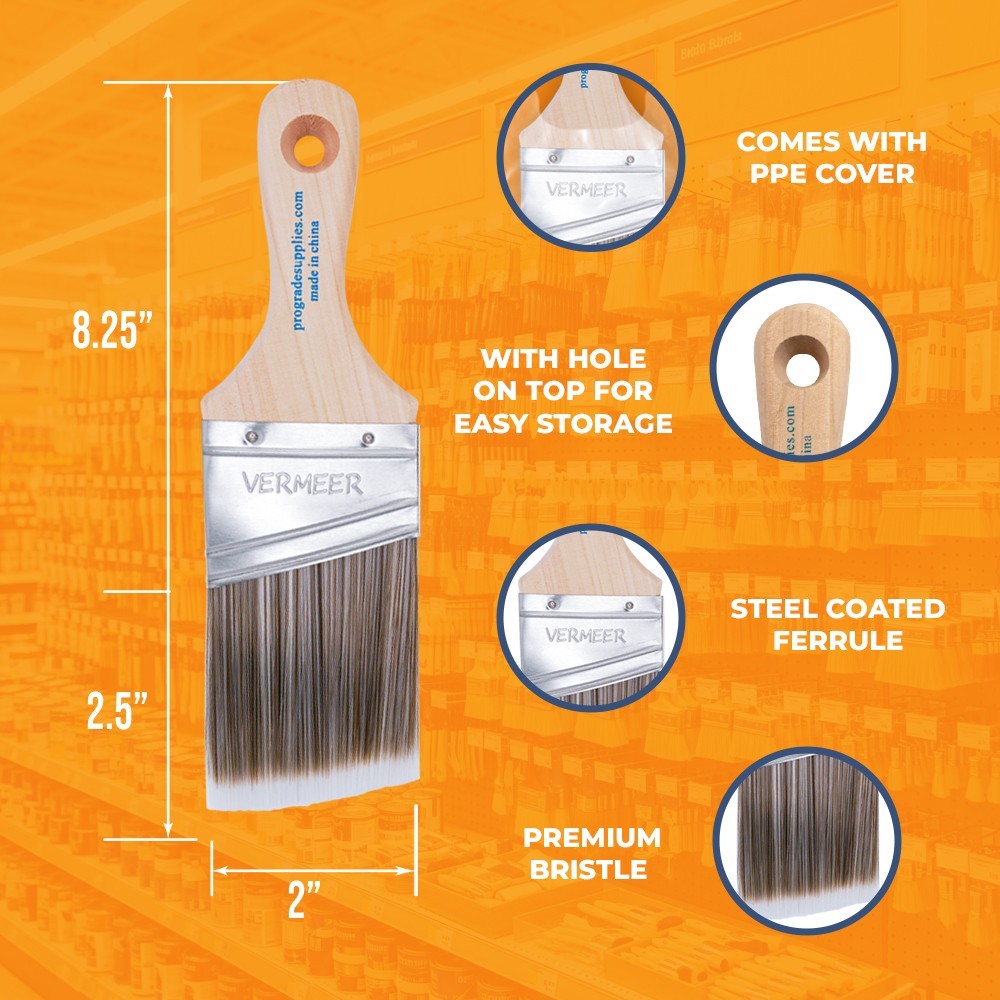 4-Pack – 2″ Angle Sash Brushes for All Latex and Oil Paints & Stains
