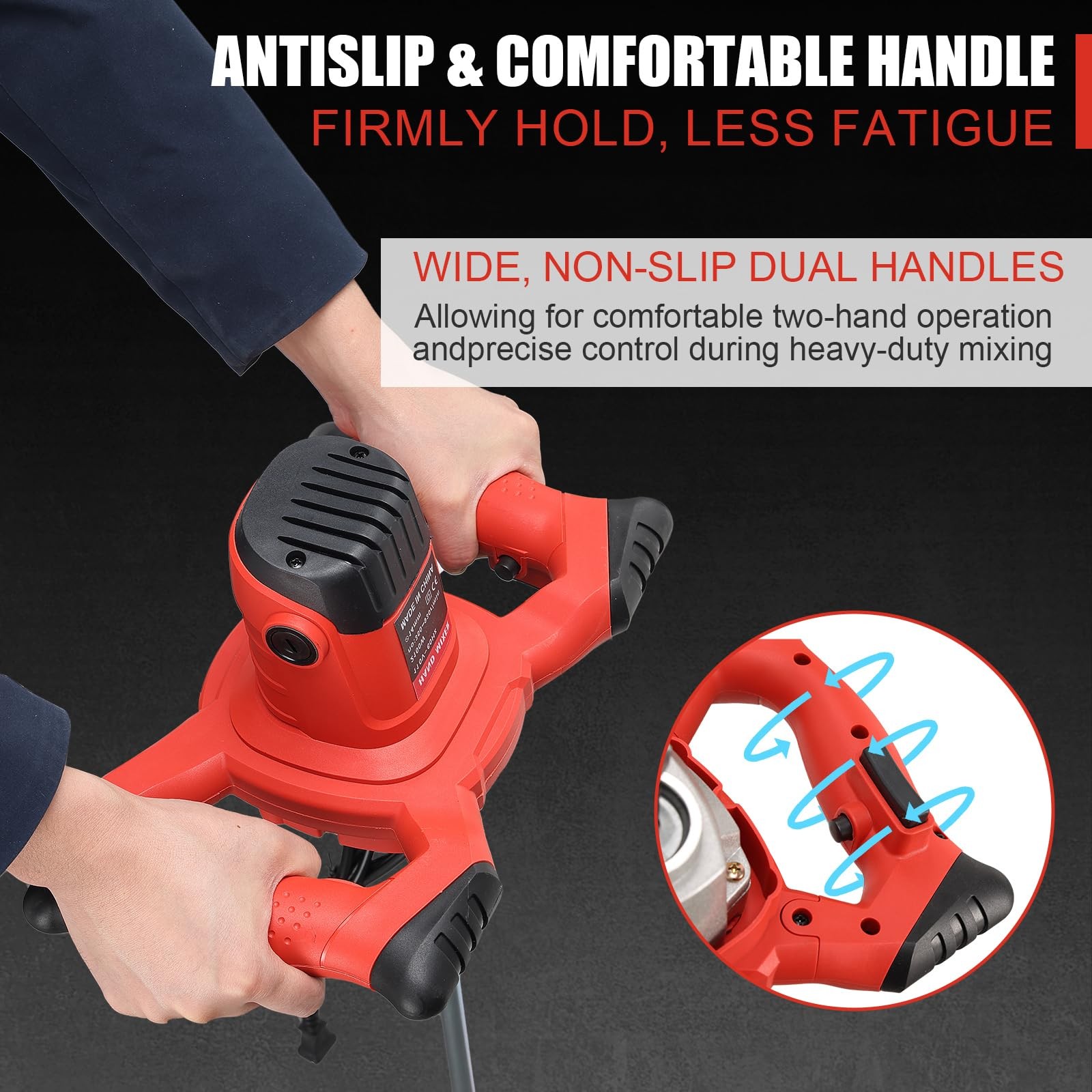 Cement Mixer, 2100W Handheld Electric Concrete Mixer, Portable Mortar Mixer w…
