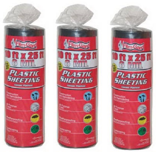 Film Gard 626192 10′ ft x 25′ ft 6 Mil Black Polyethylene Plastic Sheeting – 3pk