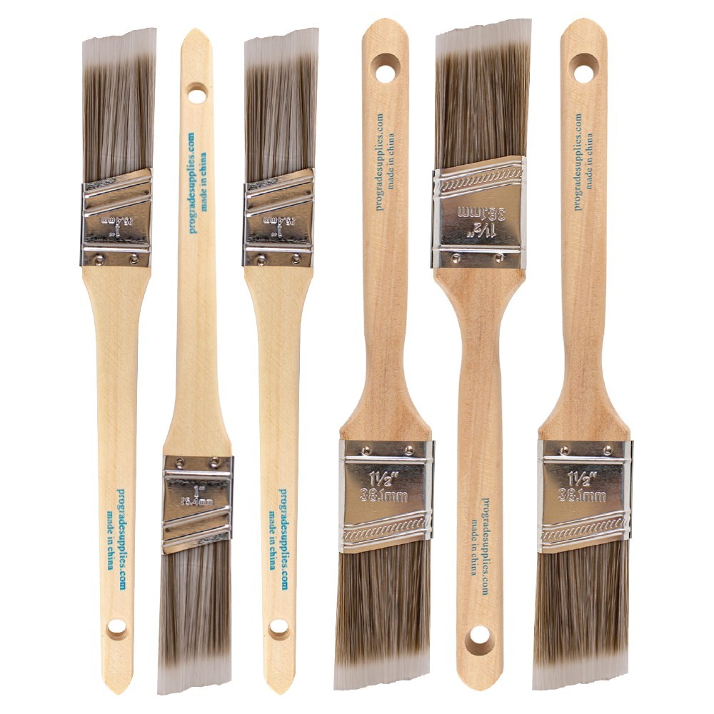 6-Pack Angle Brushes in Assorted Sizes for All Latex and Oil Paints