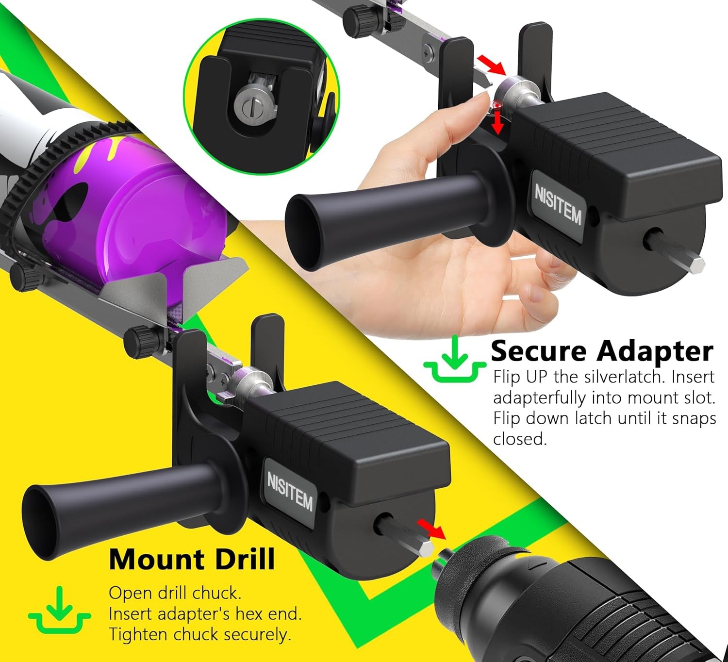 Drill-Powered Paint Shaker Mount with 20 Stainless Steel Balls & Adapter – Mixer