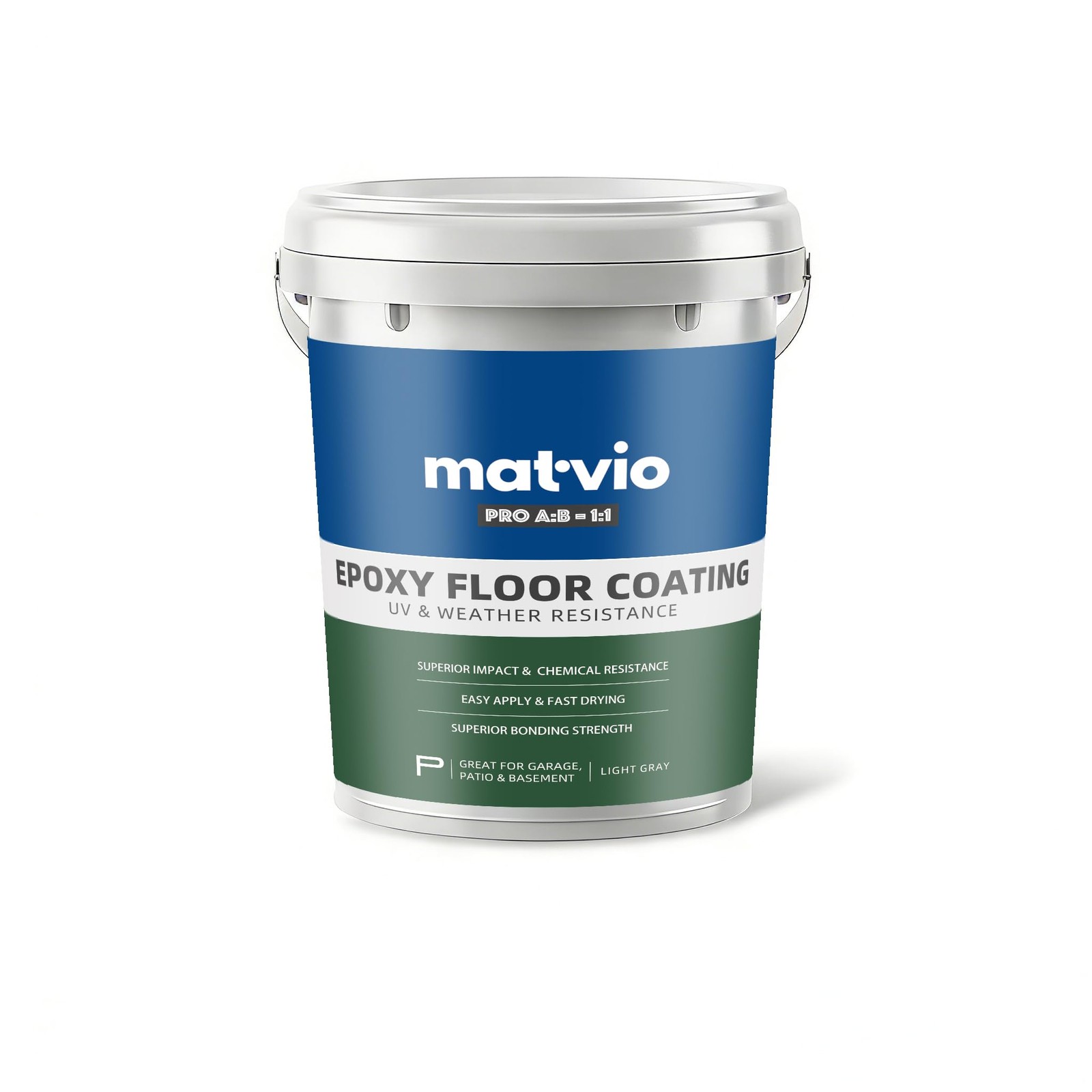 matvio 2-Part Epoxy Floor Coating | 1.06 140 Fl Oz (Pack of 1), LIGHT GREY
