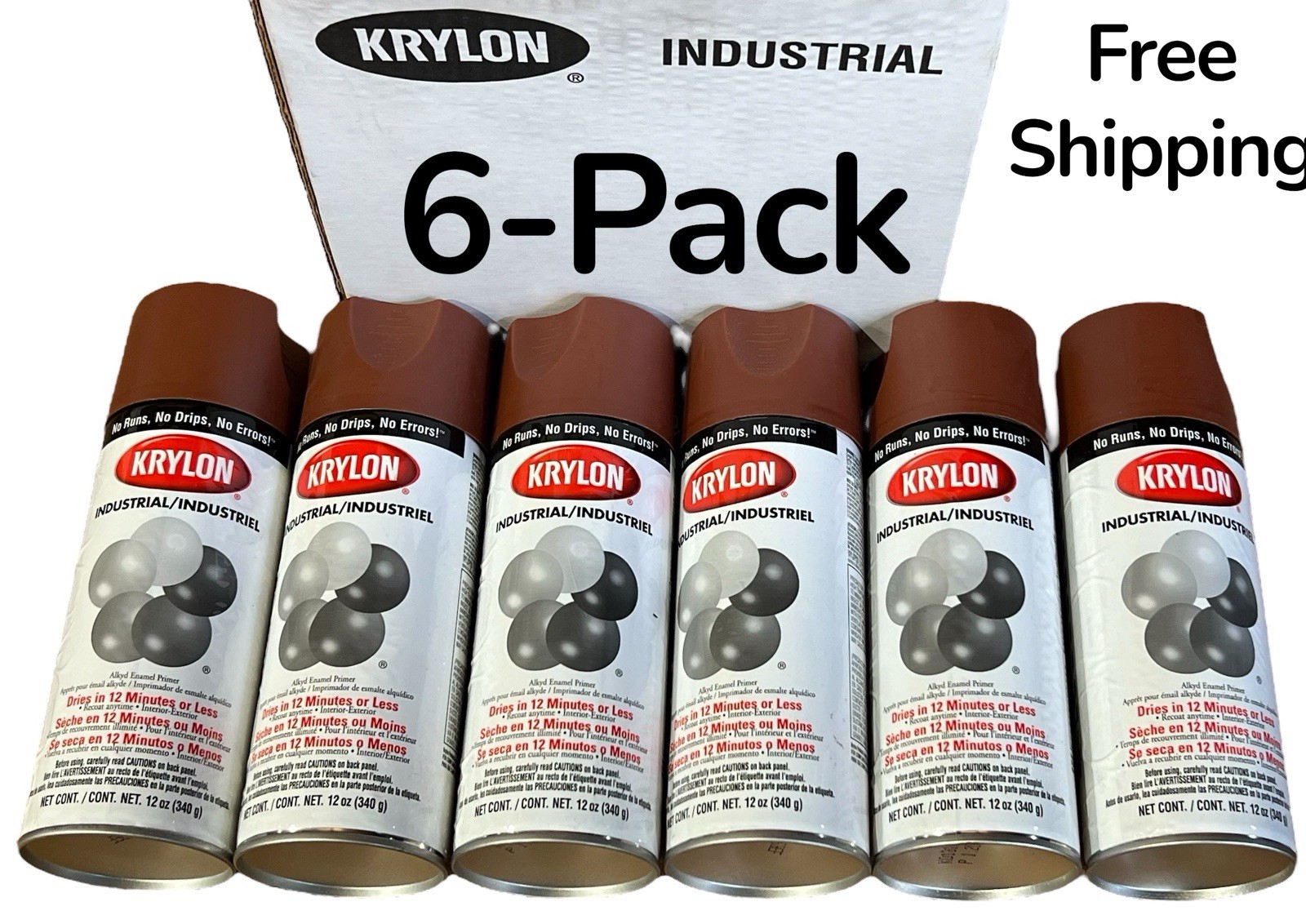 Krylon 1317 12-Oz All Purpose Fast-Drying Ruddy Brown Primer ( 6-Pack ) Free S/H