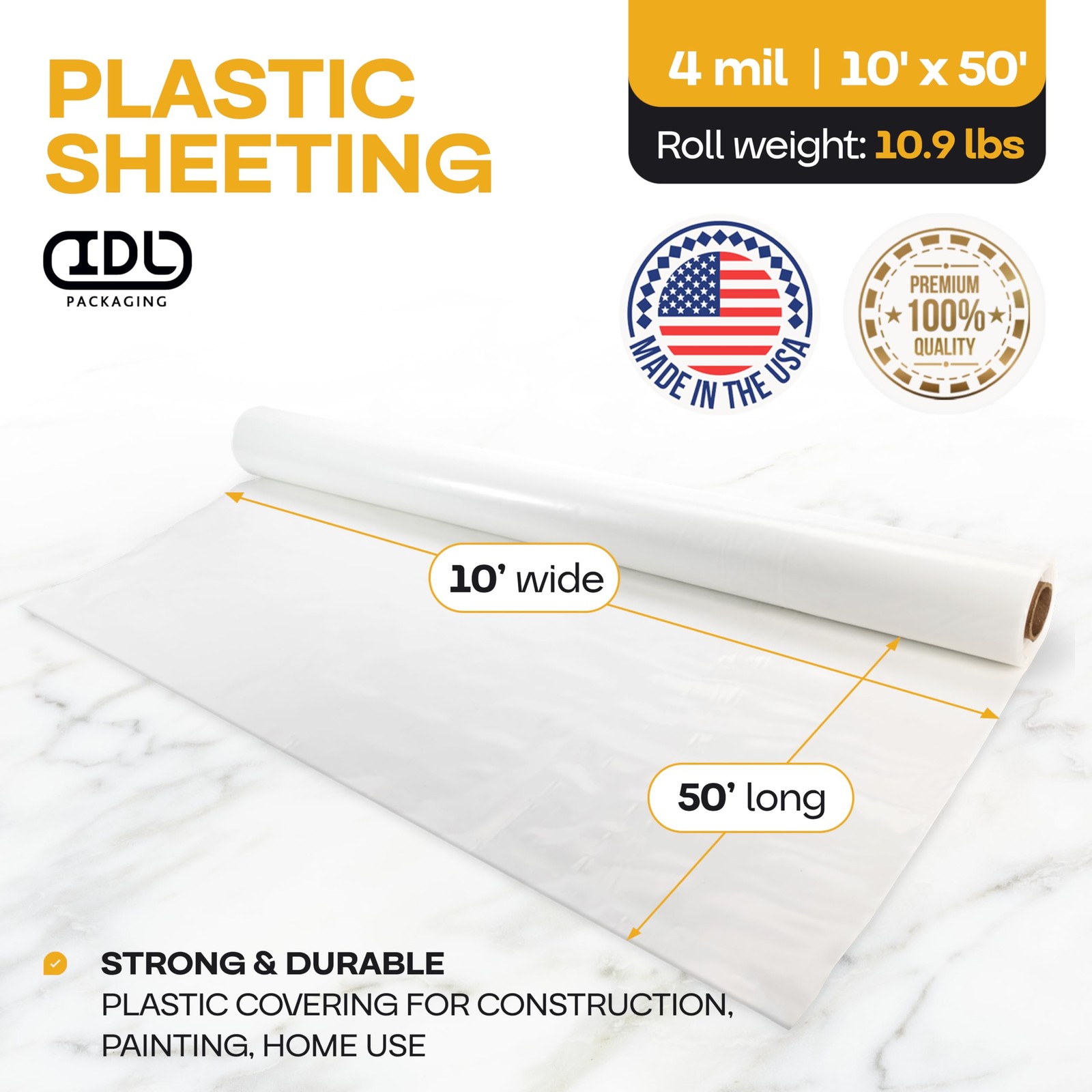 Plastic Sheeting 4 Mil 10 X 50 500 Sq. Ft. – Semi-Clear Plastic Sheeting