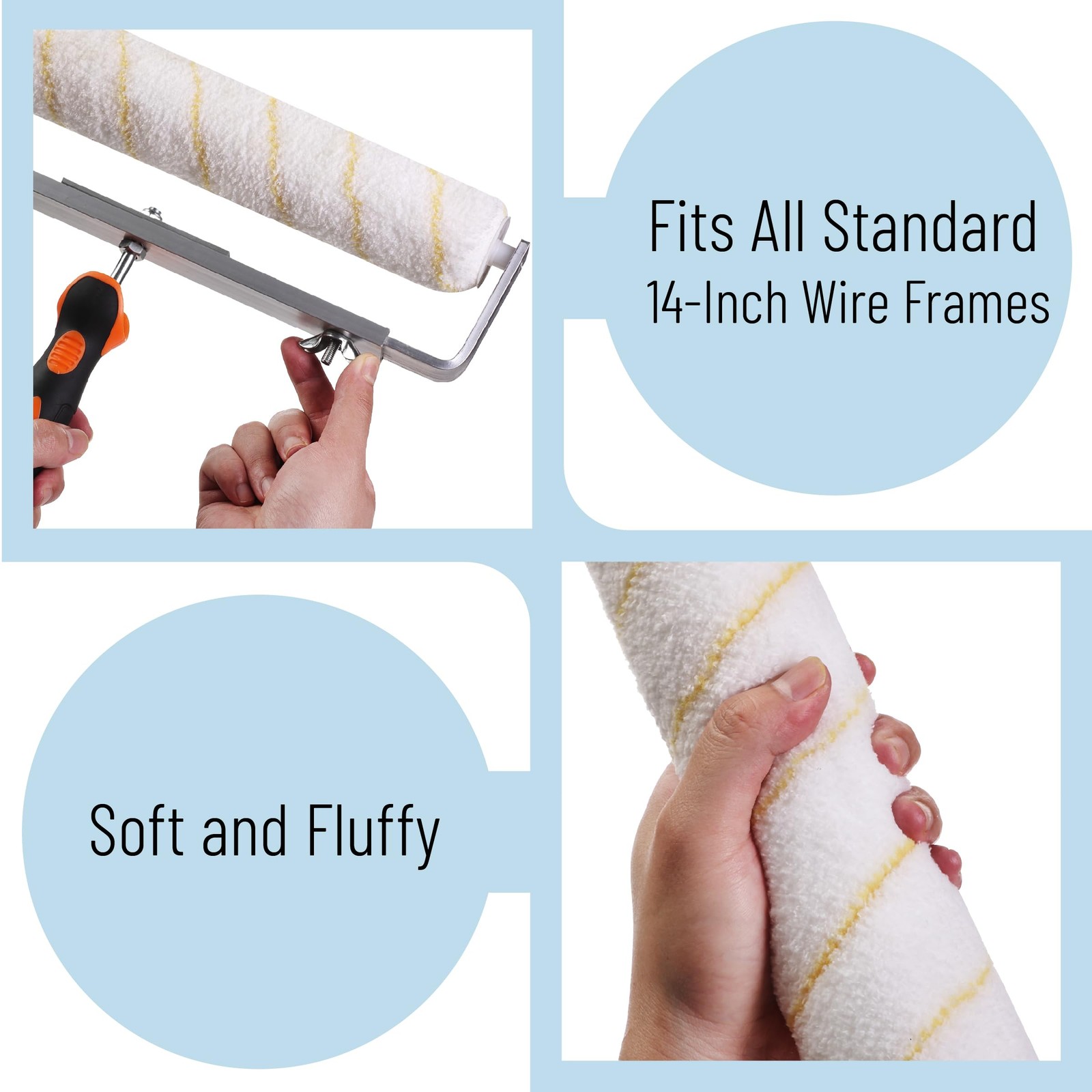 Bates- Paint Roller Covers, 14 Inch, 3 Pack, 14 3 Yellow Stripes