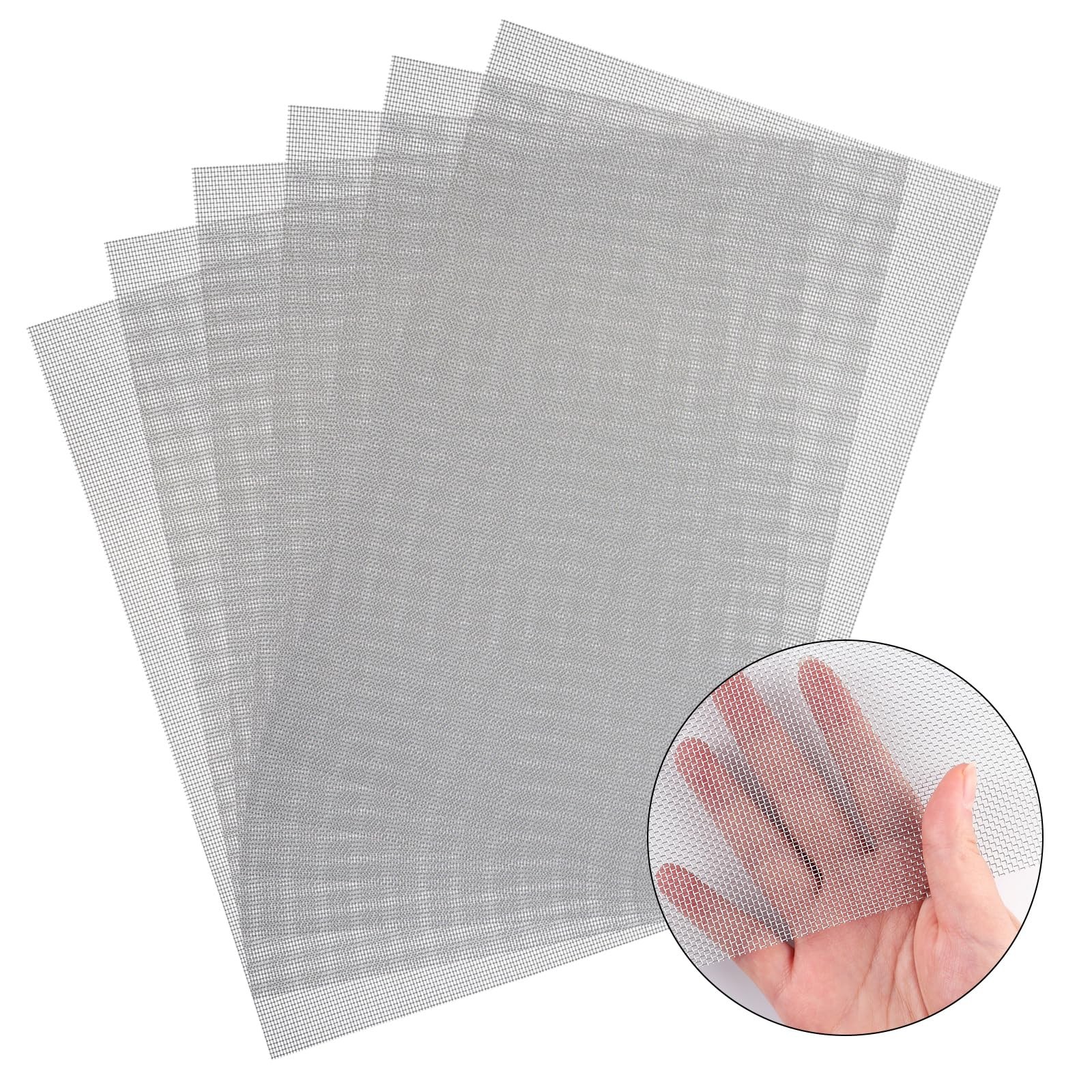 6 Pack 12×8 Inch Wire Mesh Screen, 20 Stainless Steel 12″*8″, Silver