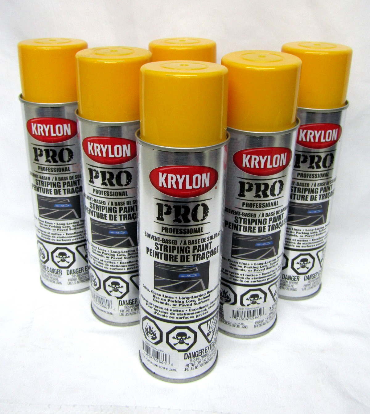 Krylon 45861 Professional Solvent Based Striping Paint, Yellow 17oz – Case of 6