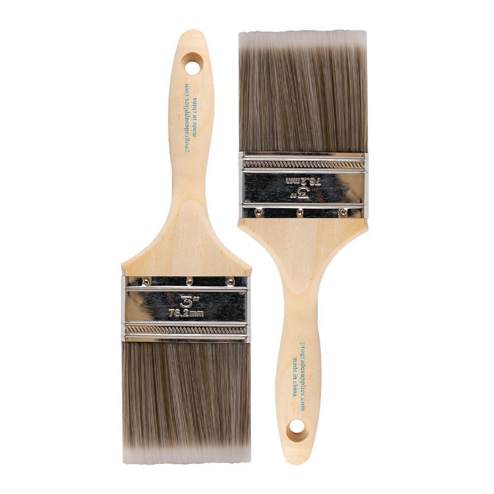 2-Pack – 3″ Flat Brushes for All Latex and Oil Paints & Stains