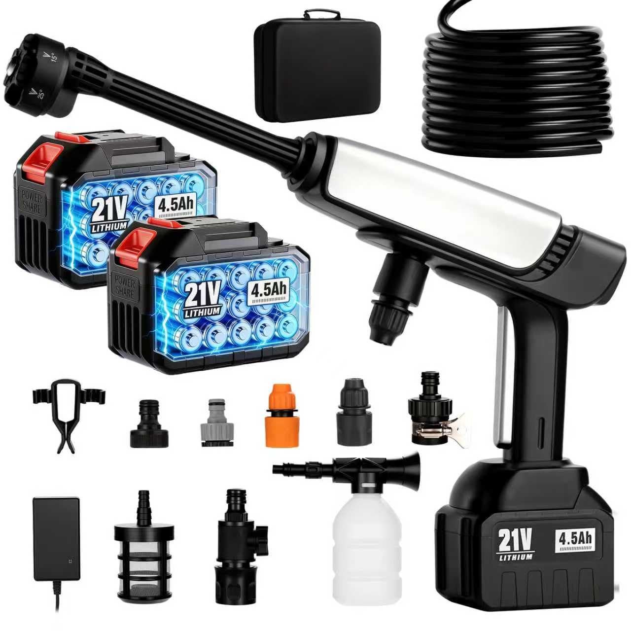 Cordless Pressure Washer Battery Powered,Portable Power 8.5m, silver