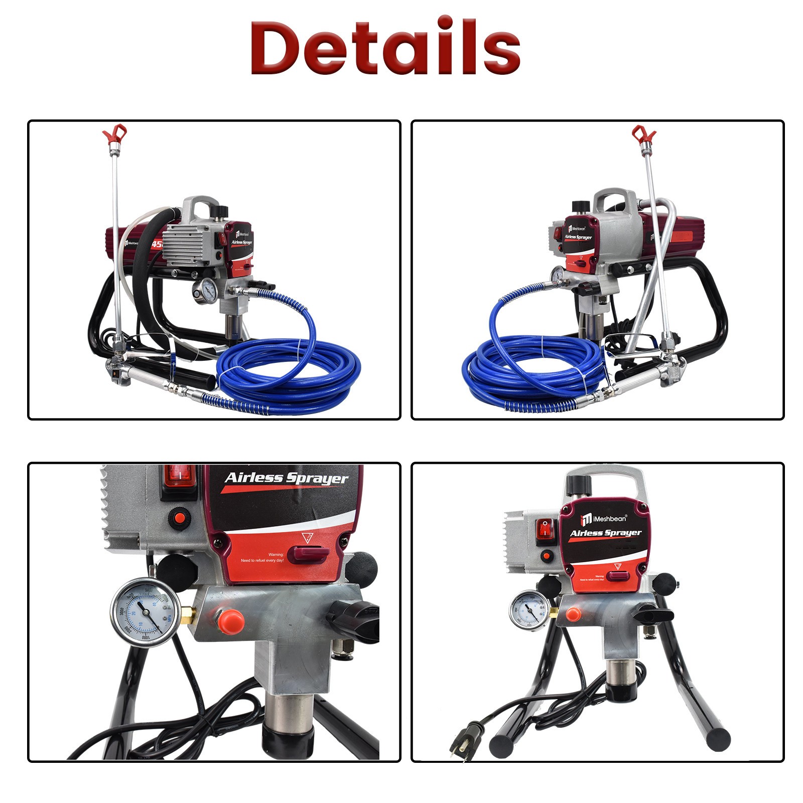 1700W High Pressure Airless Paint Sprayer High Efficiency Power Painting 110V