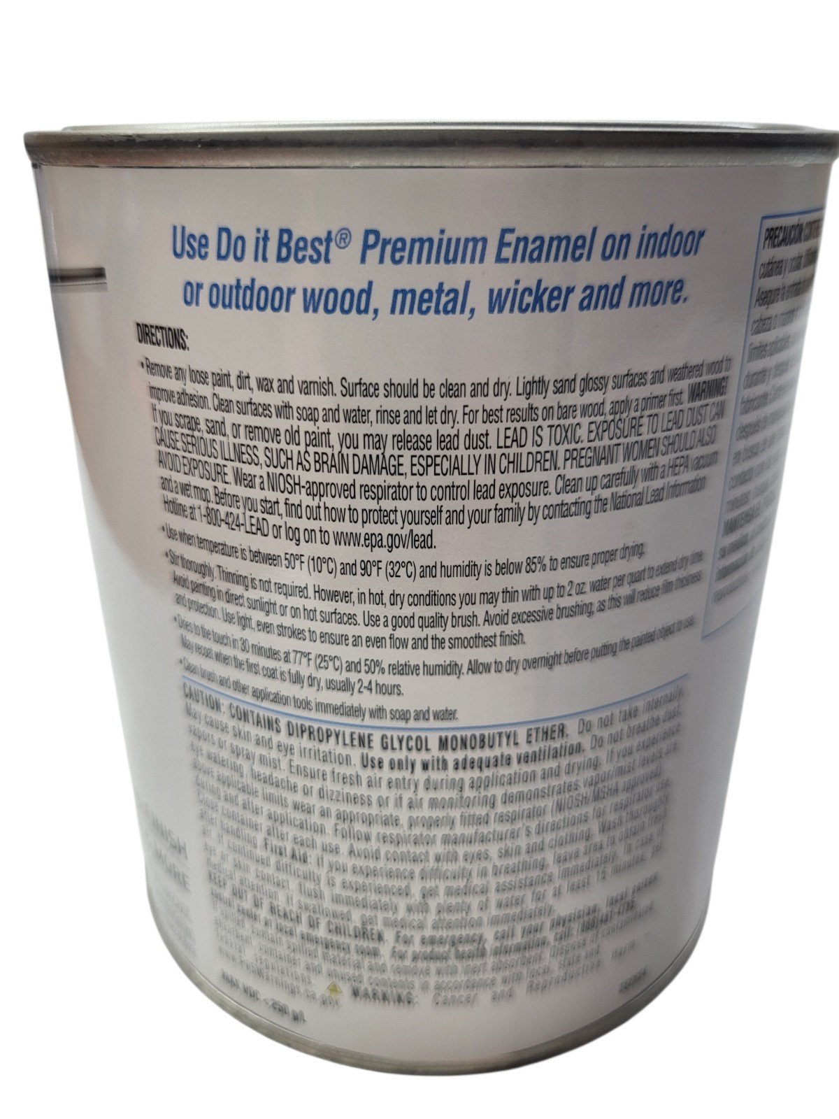 Paint Acrylic Latex Semi-Gloss Premium Enamel, White, 1 Qt. SIM Do it Fast Dry