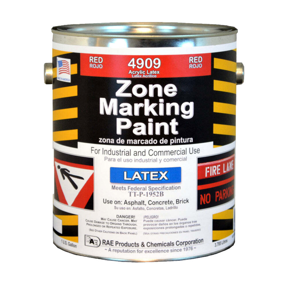 Rae 4909-01 Traffic Zone Marking Paint, 1 Gal., Red, Latex Acrylic -Based