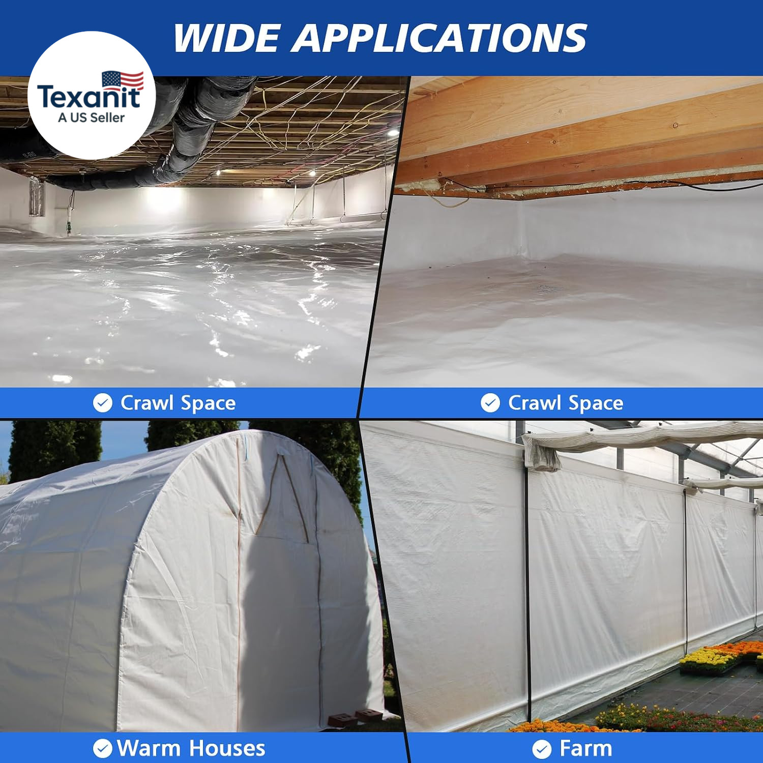 Crawl Space Vapor Barrier – 10 Mil (12′ X 100′), Thick Plastic Sheeting, Drop Cl