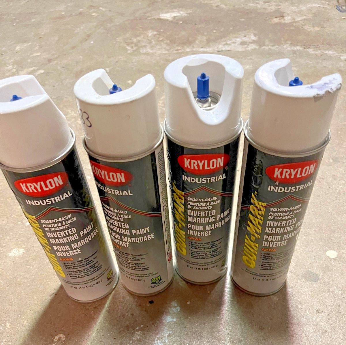 Krylon Quik-Mark White Inverted Marking Spray Paint 17 0z can -LOT OF 4-