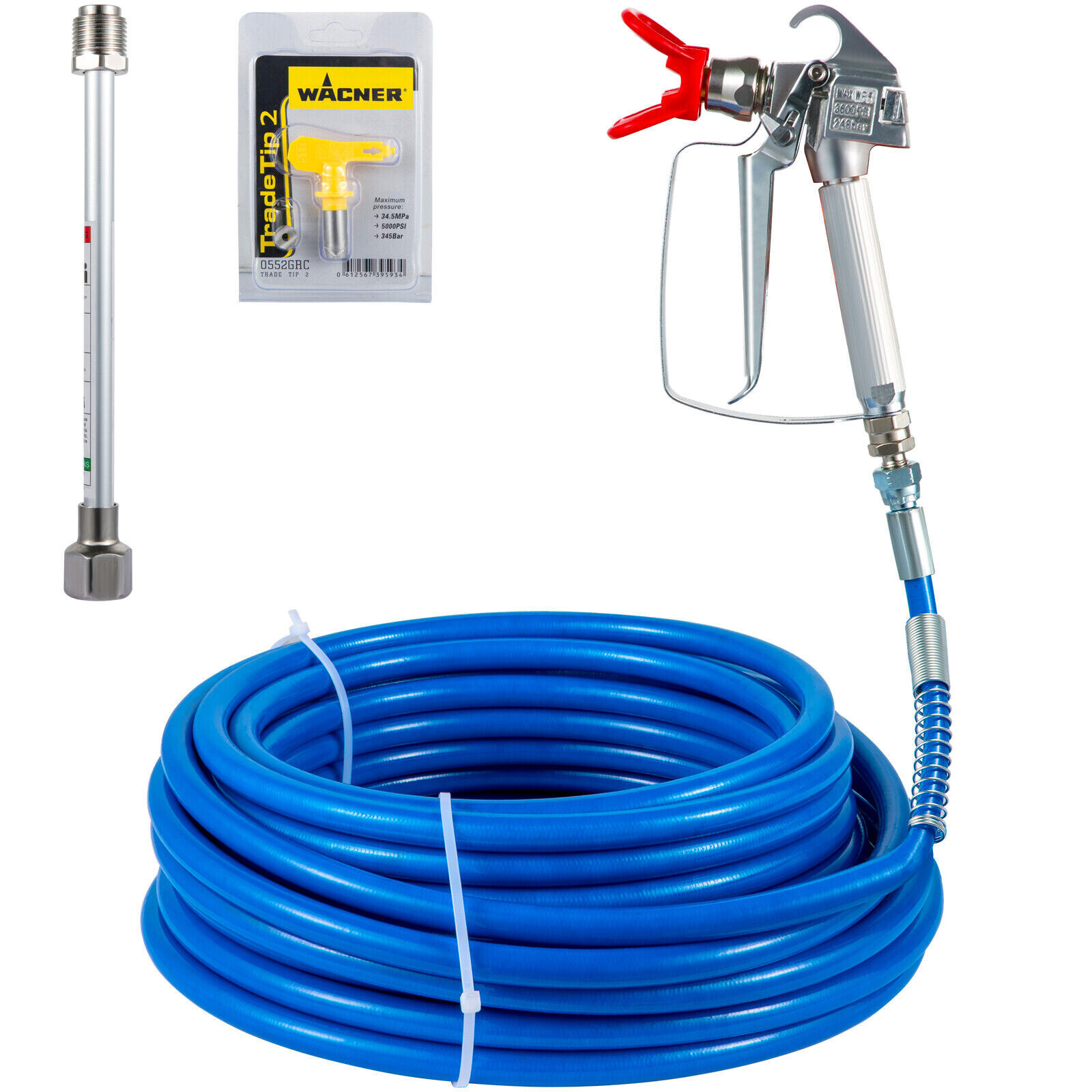 50ft Airless Paint Sprayer Hose Kit Spray Gun,1/4″ Swivel Joint 3600psi w/517Tip