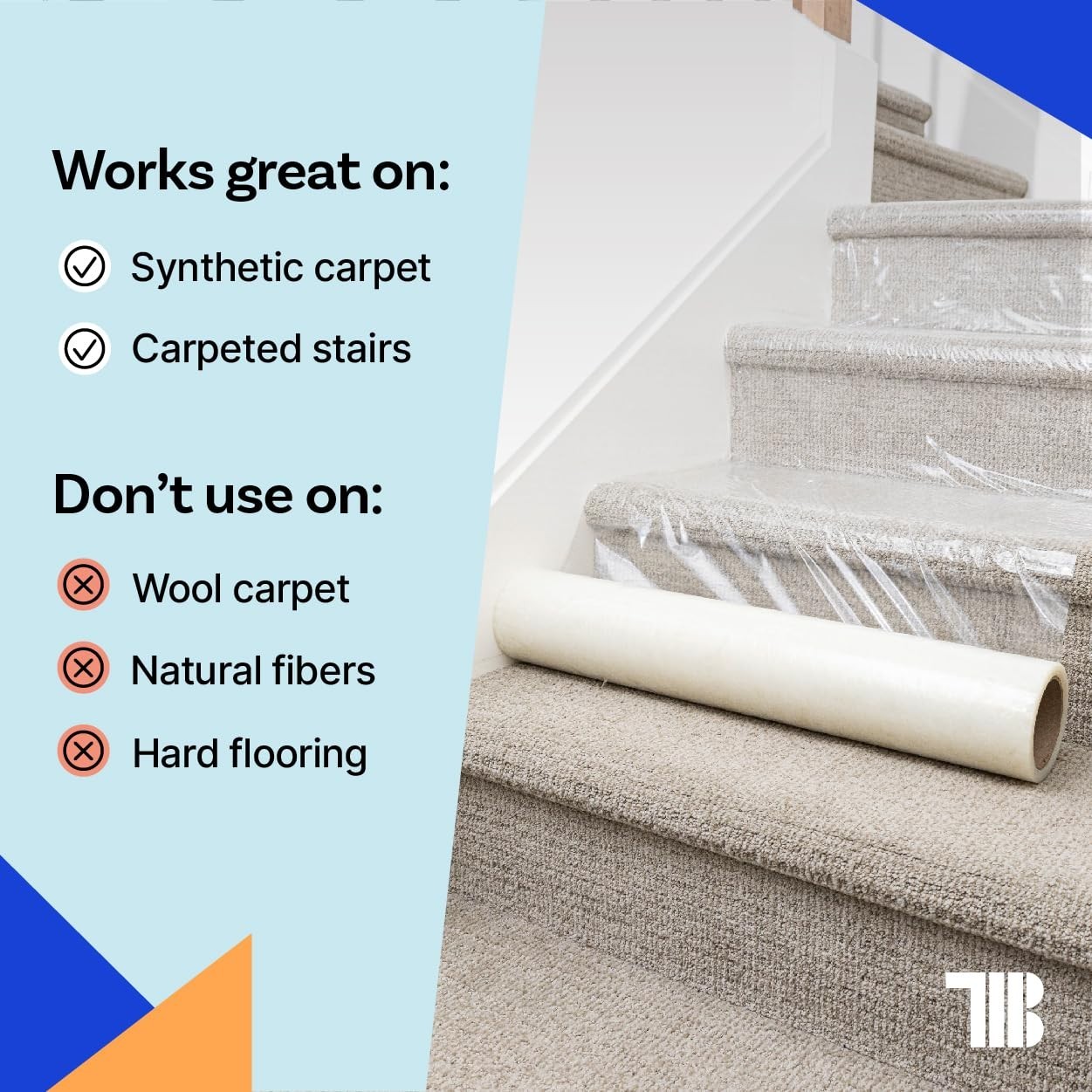 2-Carpet Protection Film 36″ x 200’roll, Self Adhesive Plastic Carpet Protector