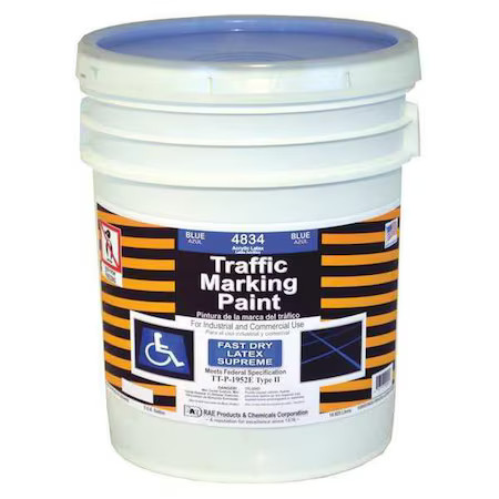 Rae 4834 Traffic Zone Marking Paint, 5 Gal., Handicap Blue, Latex Acrylic -Based