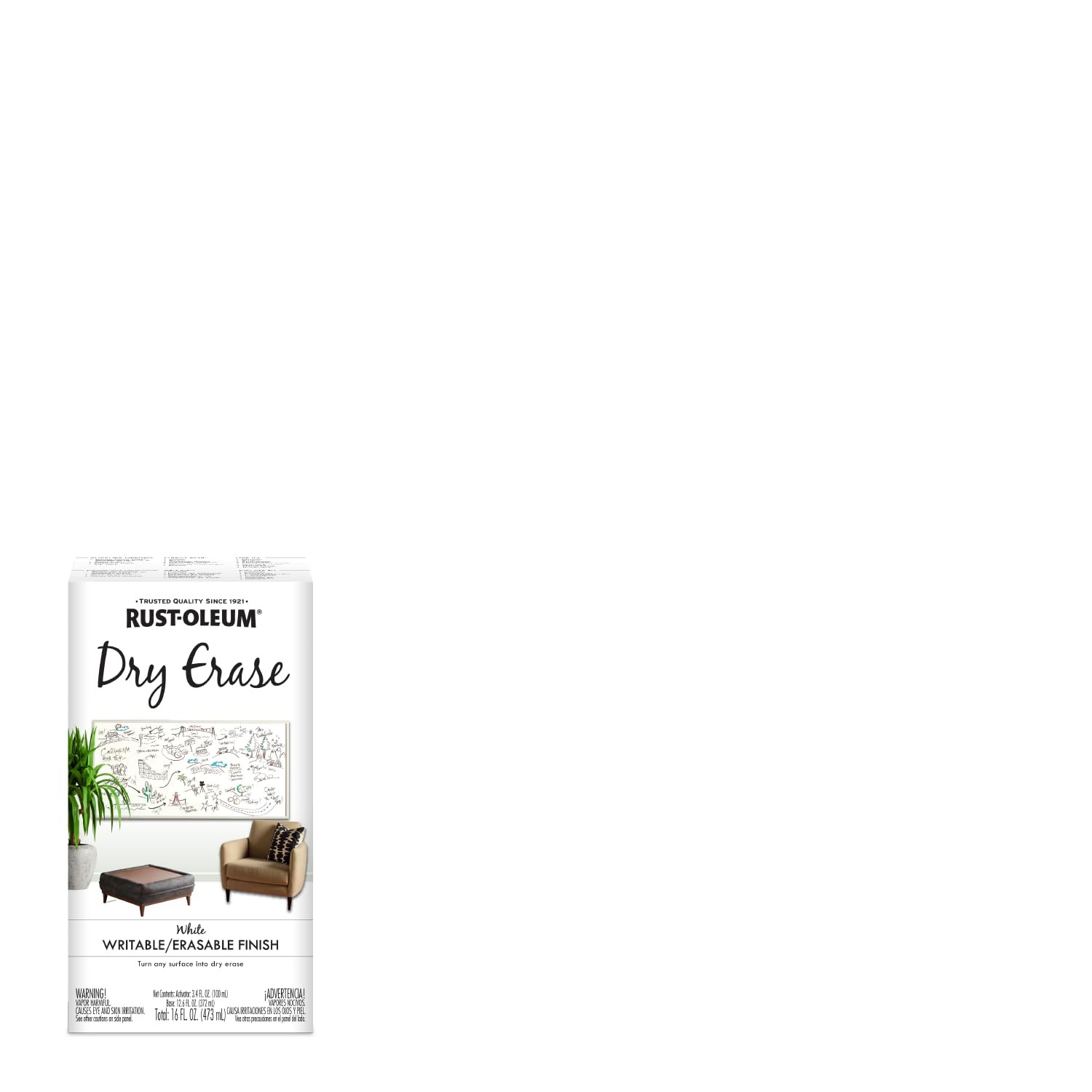 Rust-Oleum 241140 Specialty Dry Erase Brush-On 16 Fl Oz (Pack of 1), White