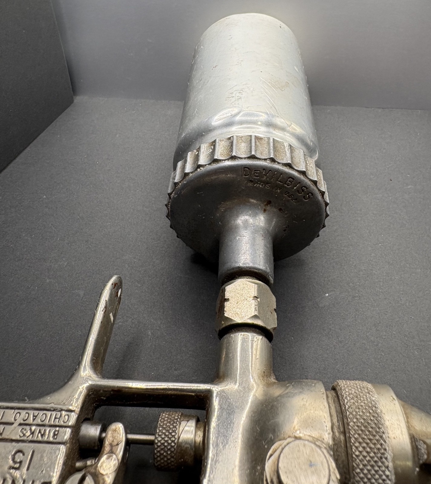Vintage Binks Model 15 Touch Up Spray Gun w/ DeVilbiss Cup 78S Air Cap USA