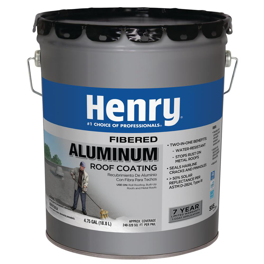 4.75 Gal Premium Fibered Aluminum Reflective Roof Coating Water Resistance Henry