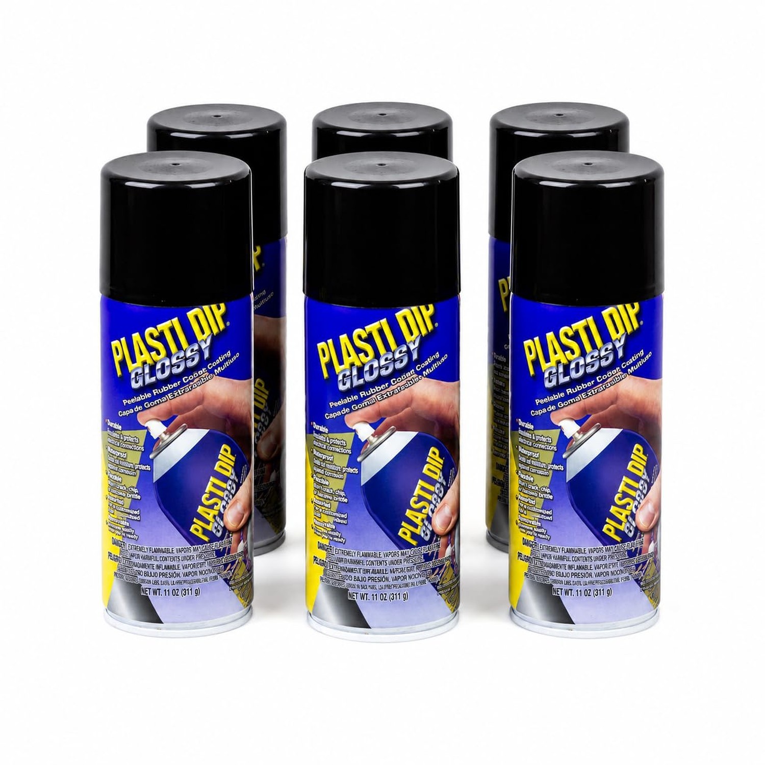 Plasti Dip Glossy Black, 11 oz Aerosol, Case of 6 – Combines Both Color Coat …