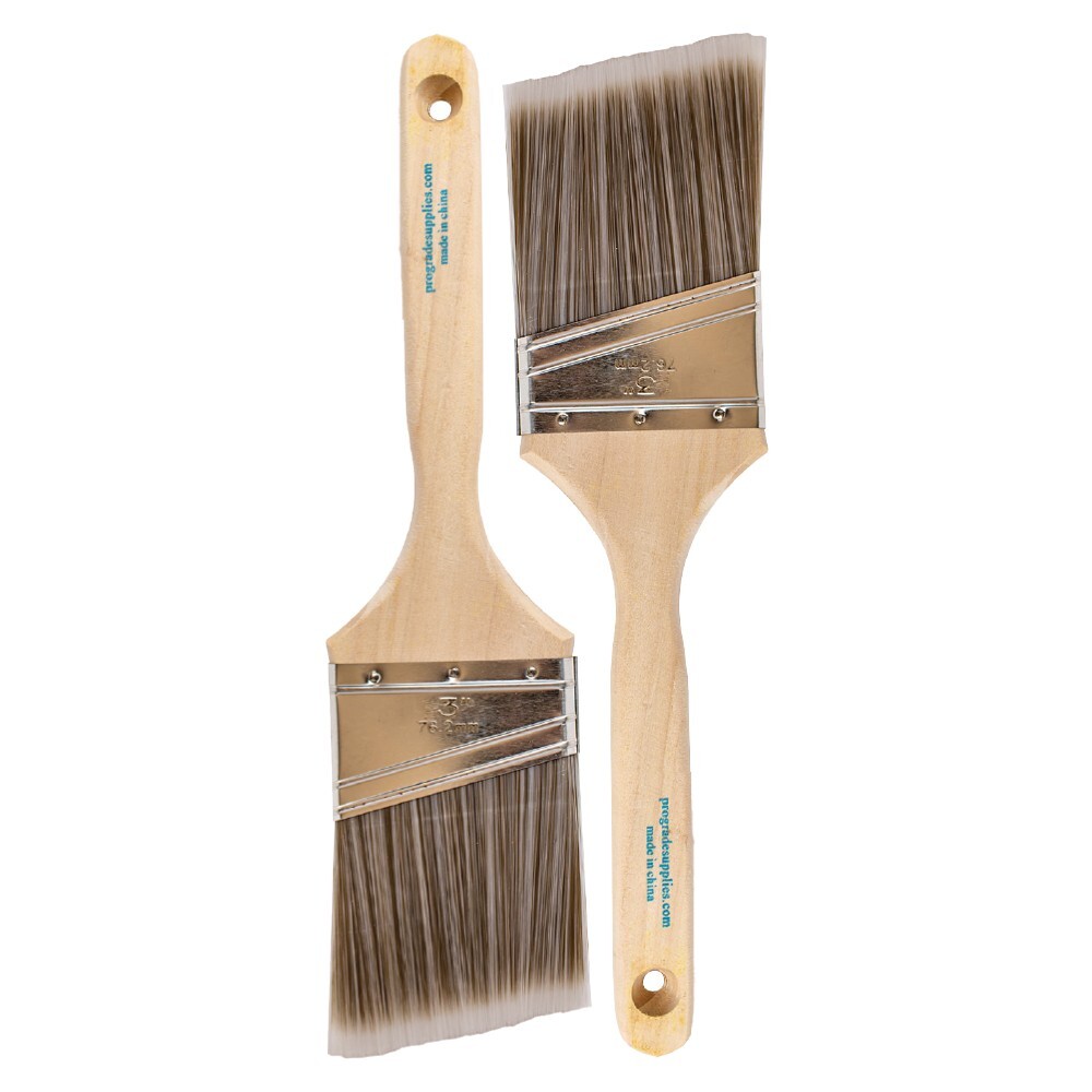 2-Pack – 3″ Angle Brushes for All Latex and Oil Paints & Stains