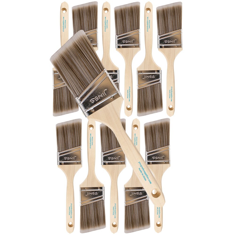 12-Pack – 2.5″ Angle Brushes for All Latex and Oil Paints & Stains