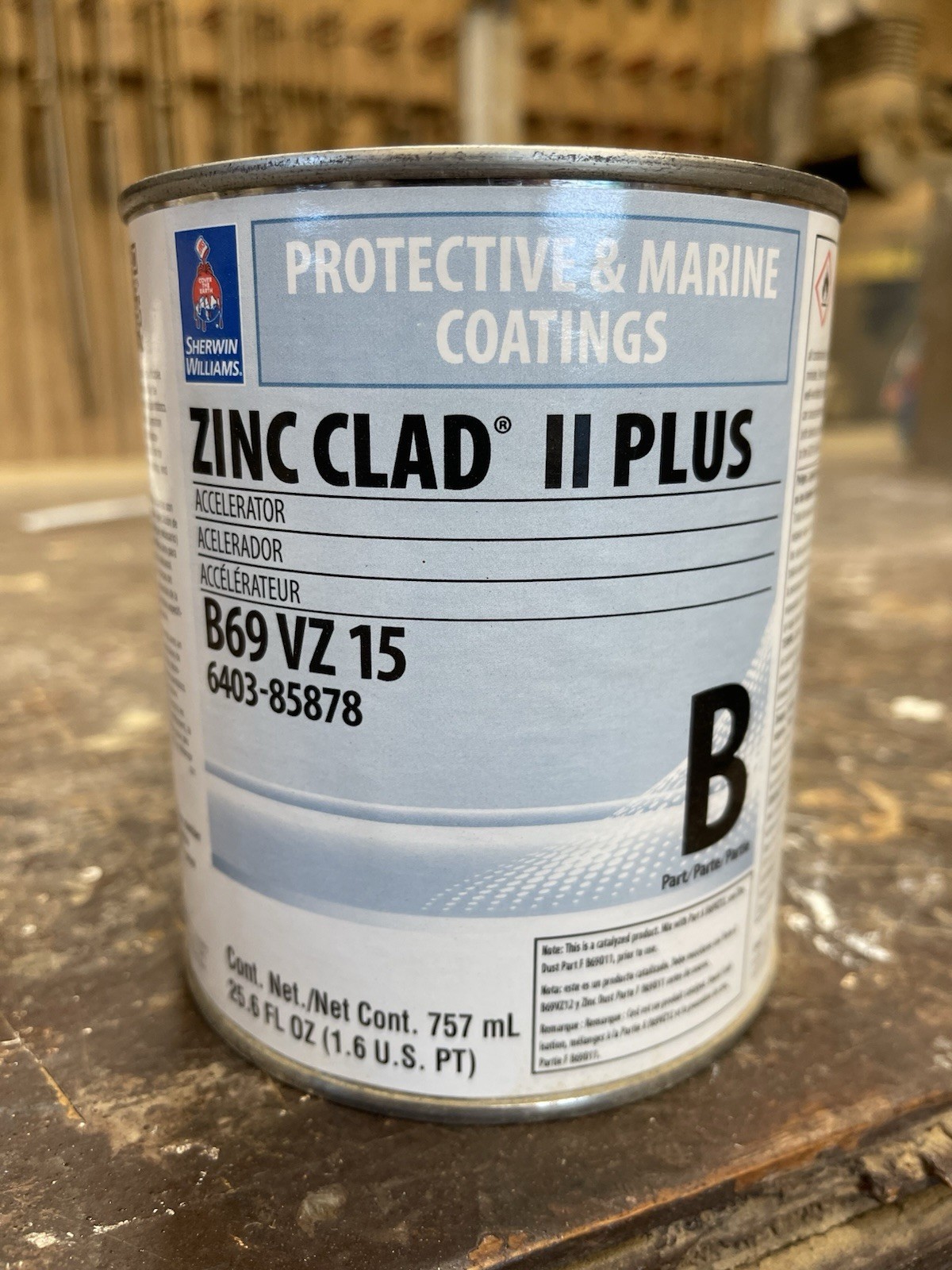 1 Qt Sherwin Williams Protective &Marine Coatings Zinc Clad 2 Plus Part B ONLY