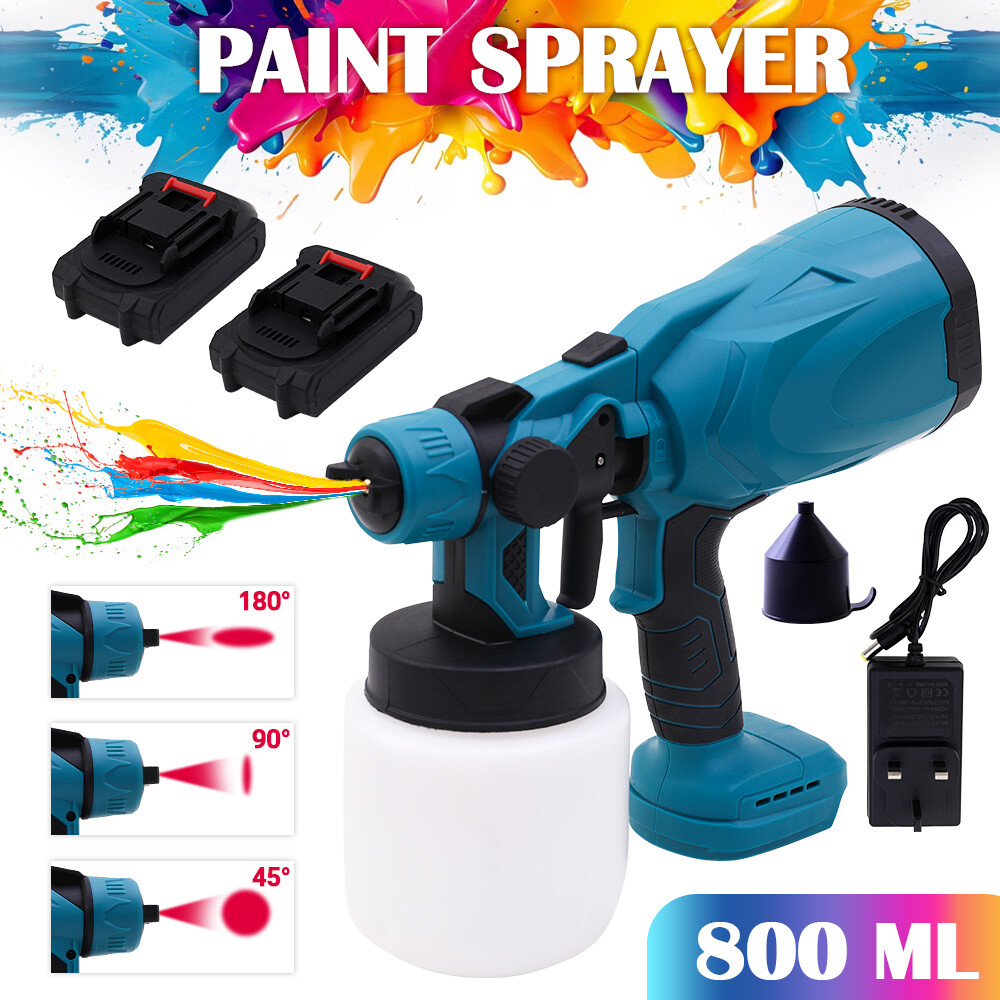 High Pressure Cordless Paint Sprayer Electric Airless HVLP Spray Gun +2 Battery