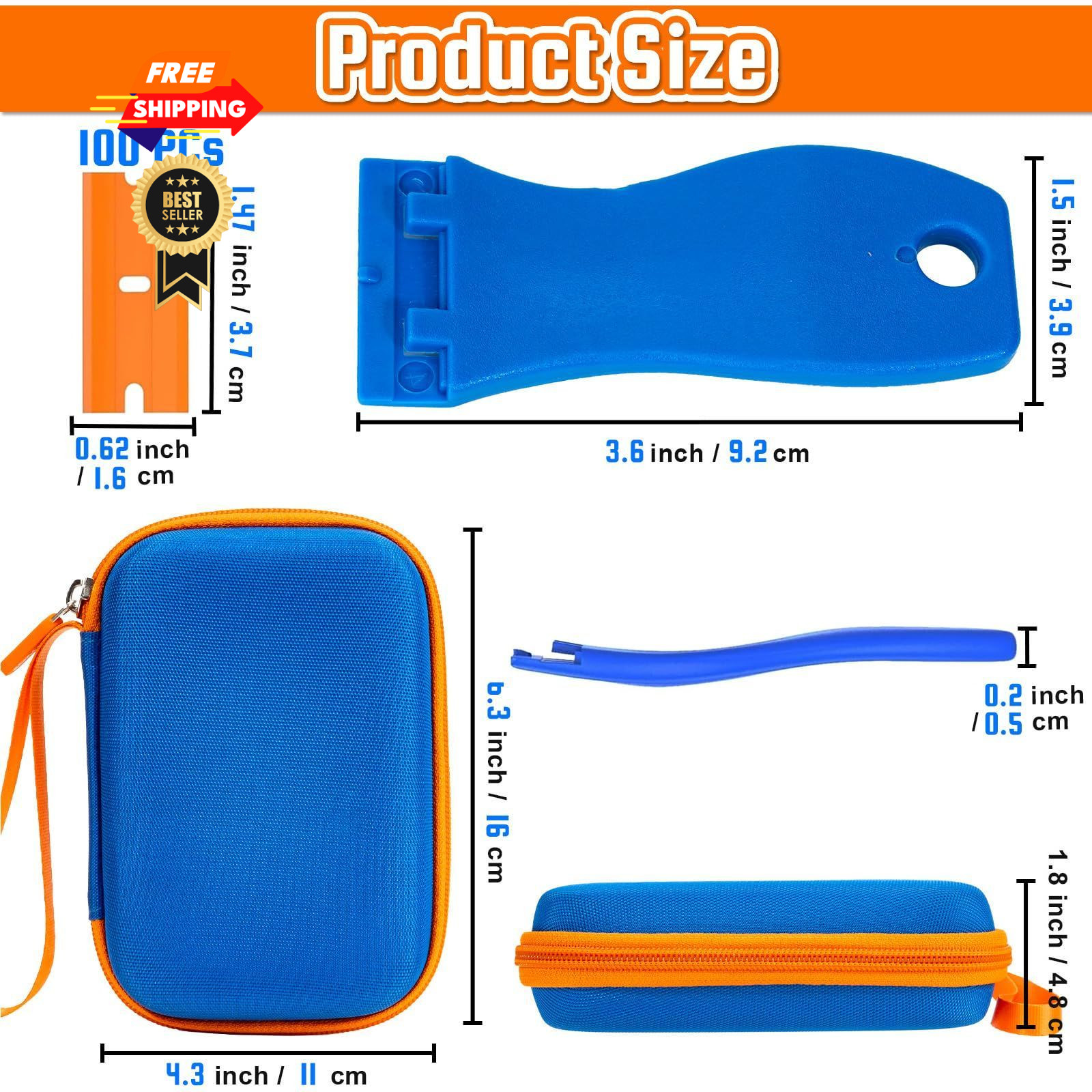 Plastic Razor Blade Scraper, 2PCS Scraper Tool with 100PCS Blades…