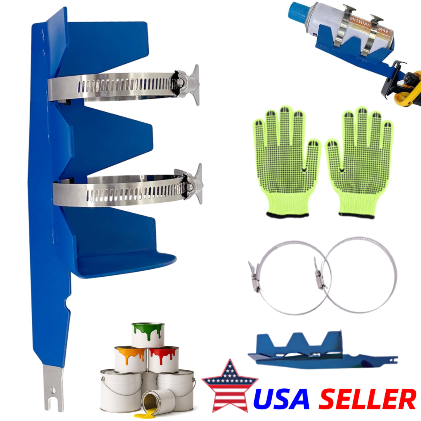 Professional Spray Paint Can Shaker for Reciprocating Saw, Stainless Steel, Blue