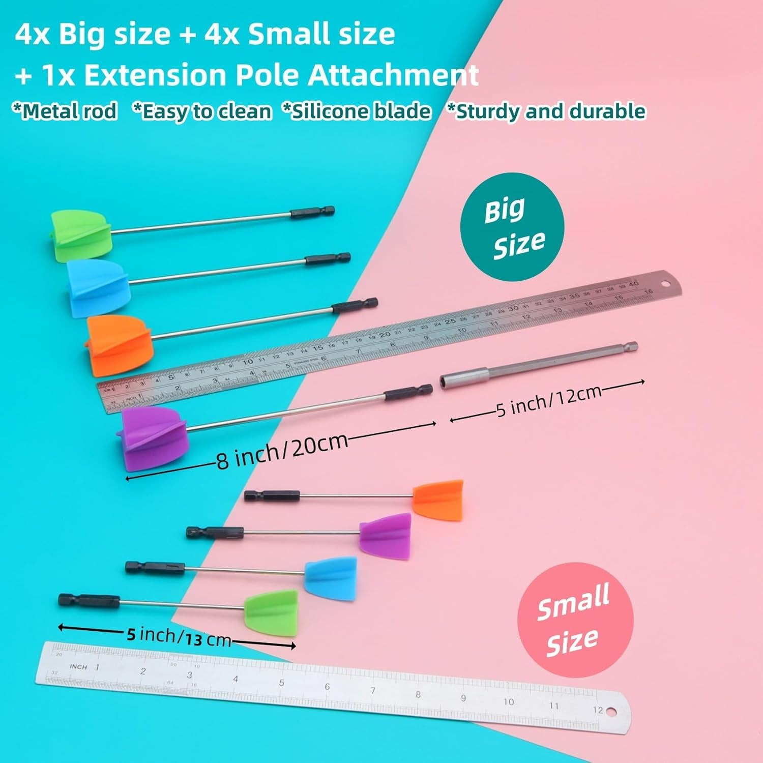 4/Large+4/Small Sizes Silicone Resin Mixer Paddles,Reusable Reusable Paint and R