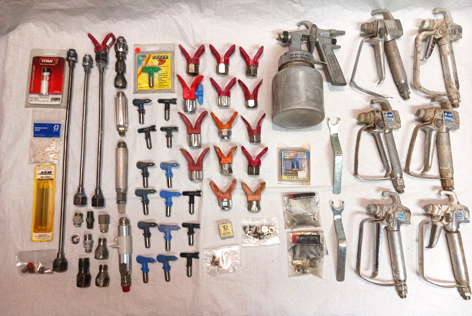Paint Spray Gun, Tips & Various Parts New And Used – Untested – READ!