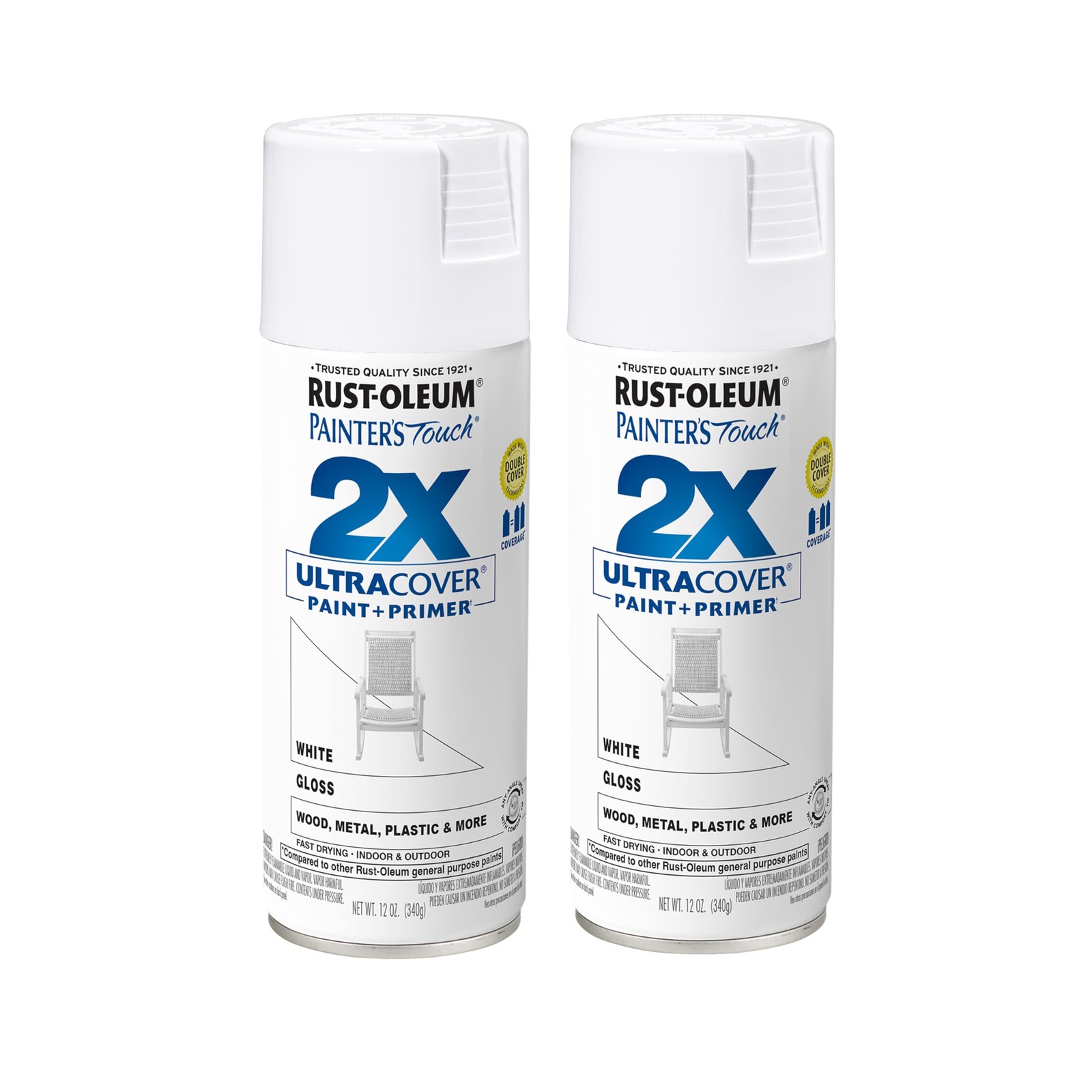 Rust-Oleum 334048-2PK Painter’s Touch 2X 12 Ounce (Pack of 2), Gloss White