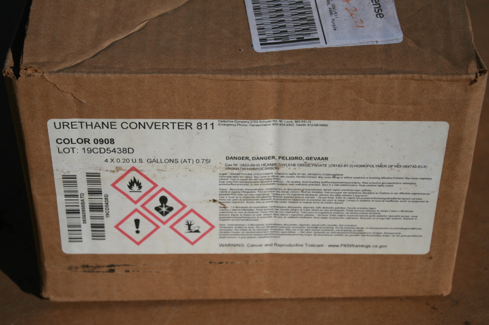 Lot of 4 0.20GL Carboline Carbothane 134 HG/Urethane Converter 811 – Purple
