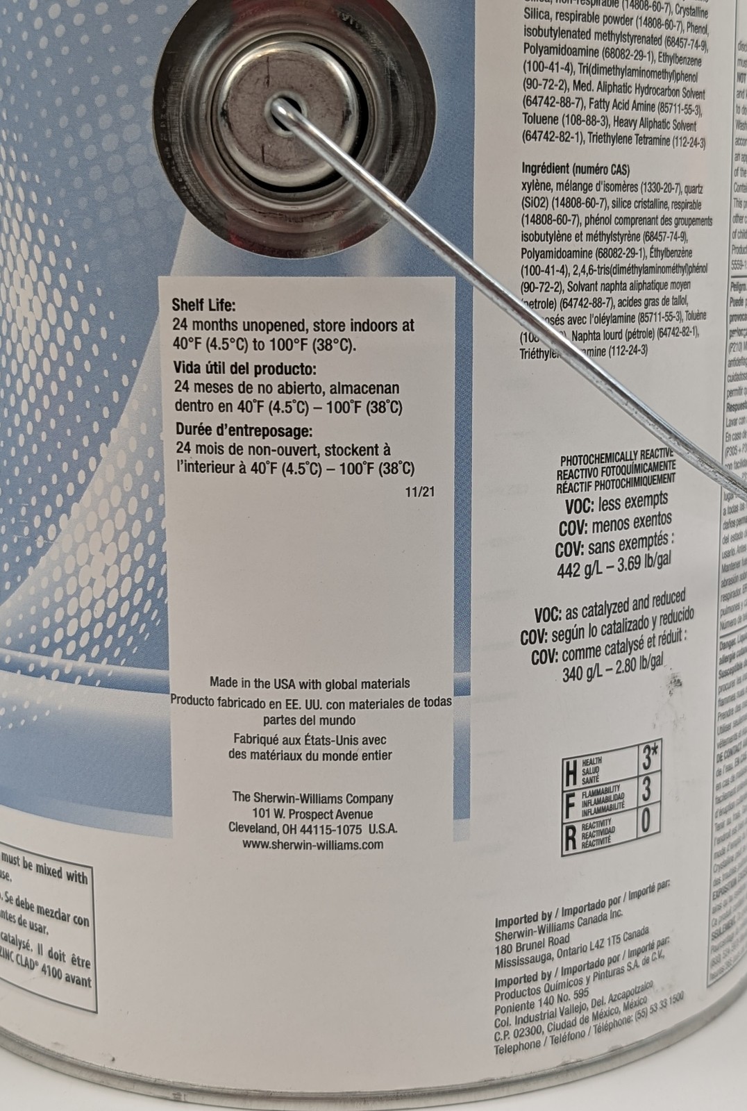 Sherwin Williams Zinc Clad 4100 Epoxy Primer Part A 1.13L