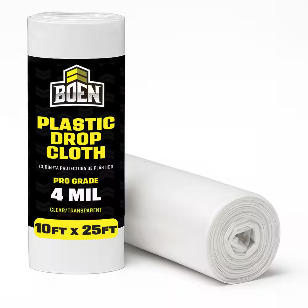 Painters Plastic Sheeting 10 Ft. X 25 Ft. 4 Mil Clear Plastic Drop Cloth