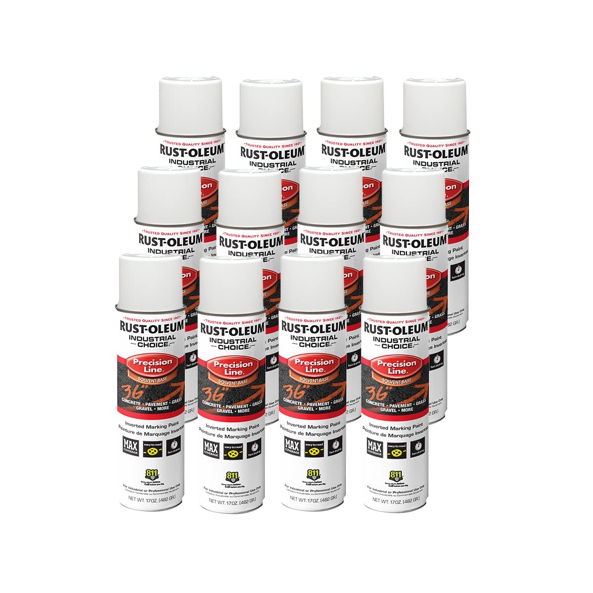 Rust Oleum 17 Ounce 12 Pack Inverted Marking Paint For Grass Concrete Gravel