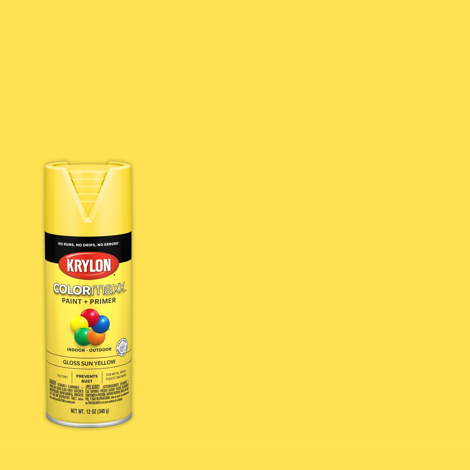 Krylon K05541007 COLORmaxx Spray Paint and 12 Ounce (Pack of 1), Sun Yellow