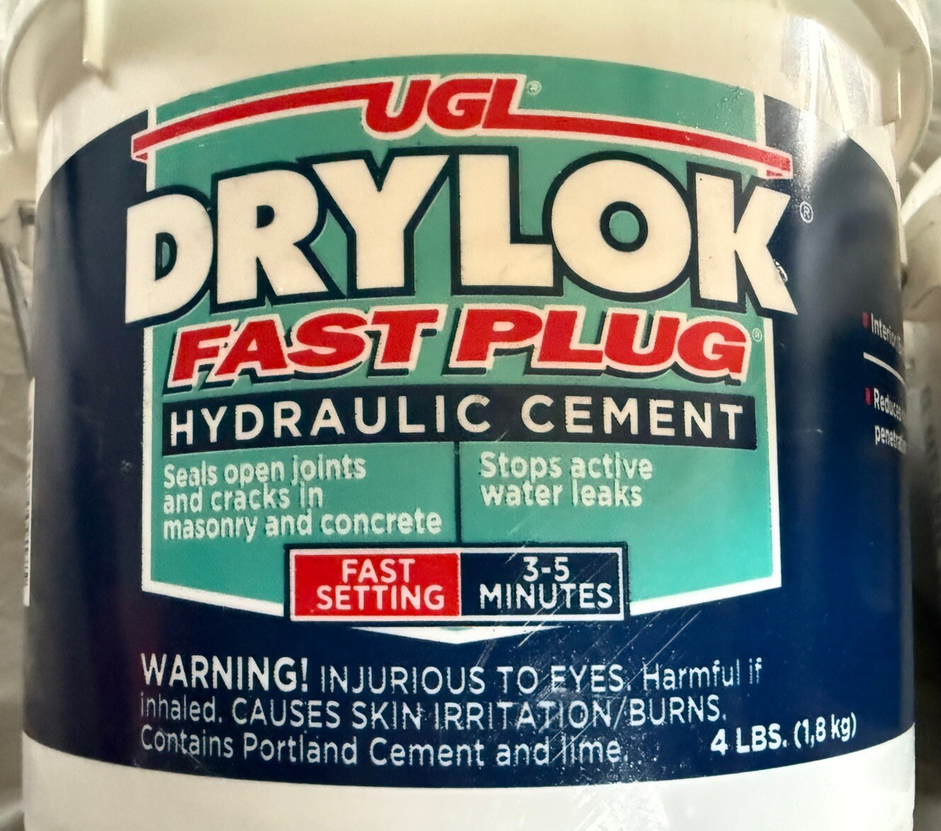 2 – DRYLOK Fast Plug Hydraulic Cement, 4 Pound buckets