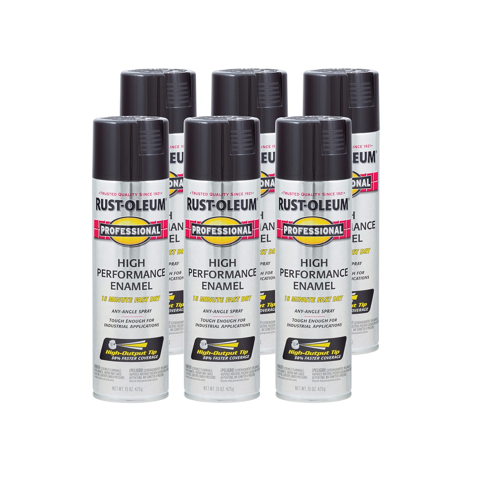 Rust-Oleum 7579838-6PK Professional High 15 Ounce (Pack of 6), Gloss Black